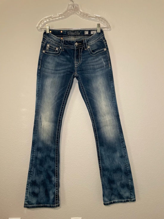 Miss Me Denim - Miss Me Women's Signature Boot Jeans Embellished Rhinestone‎ Low Rise Sz 27